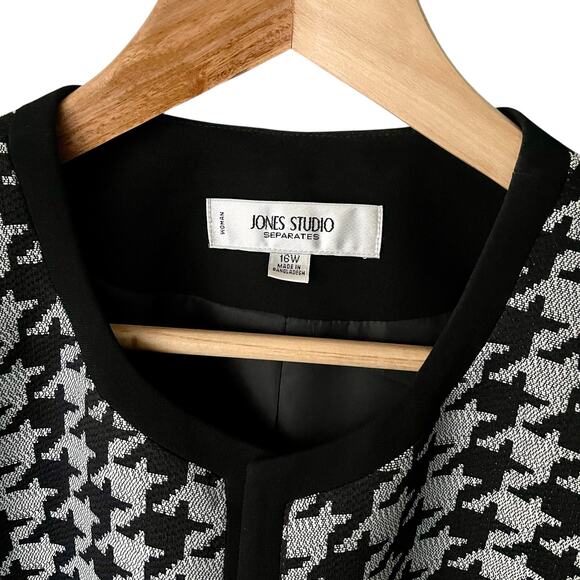 Jones Studio Women's Houndstooth Pattern lined Jacket Plus Size 16W - Picture 2 of 6